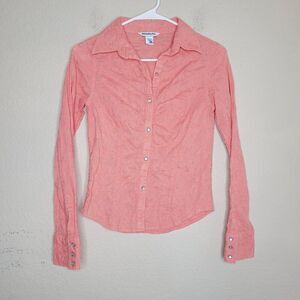 Vtg Abercrombie Fitch Womens Medium Pearl Snap Shirt Western Floral Embroidered